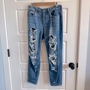 American Eagle Outfitters Tomgirl Destroyed Denim Straight Leg Jeans